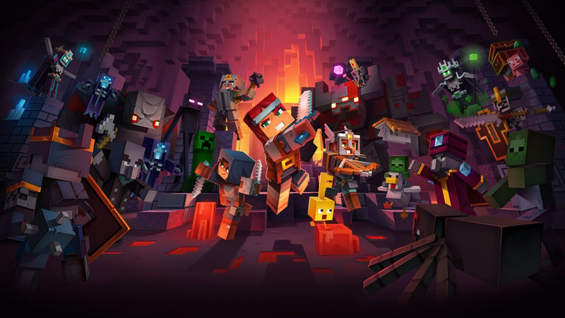 Official cover for Minecraft Dungeons on PlayStation