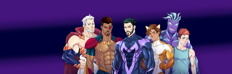 Official cover for Mister Versatile: A Gay Superhero Visual Novel on Steam