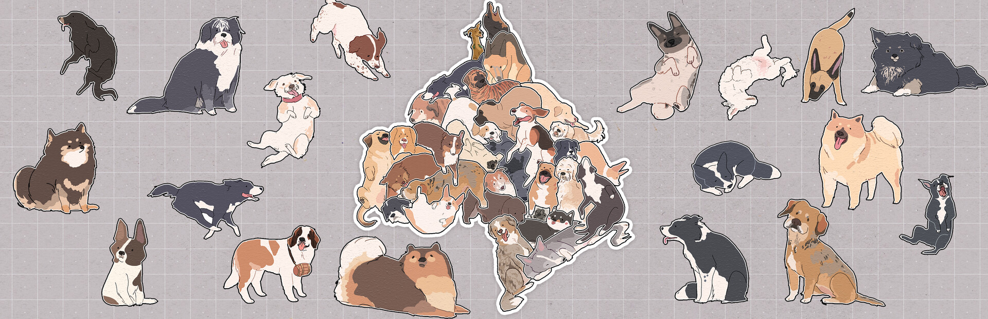 Dogs Huddled Together 挤在一起的狗狗们 cover image