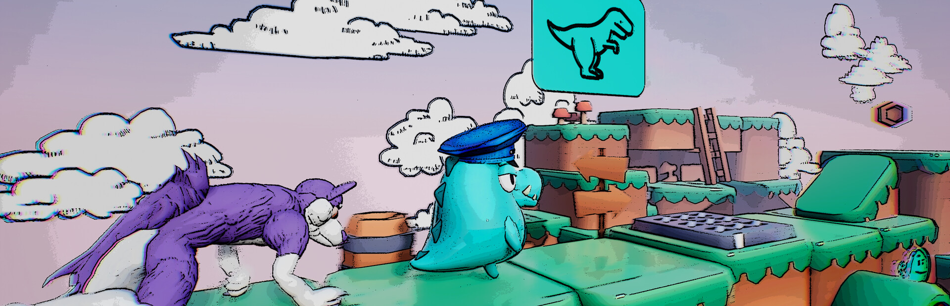 Dino running from a FURRY: GAMESFORFARM cover image