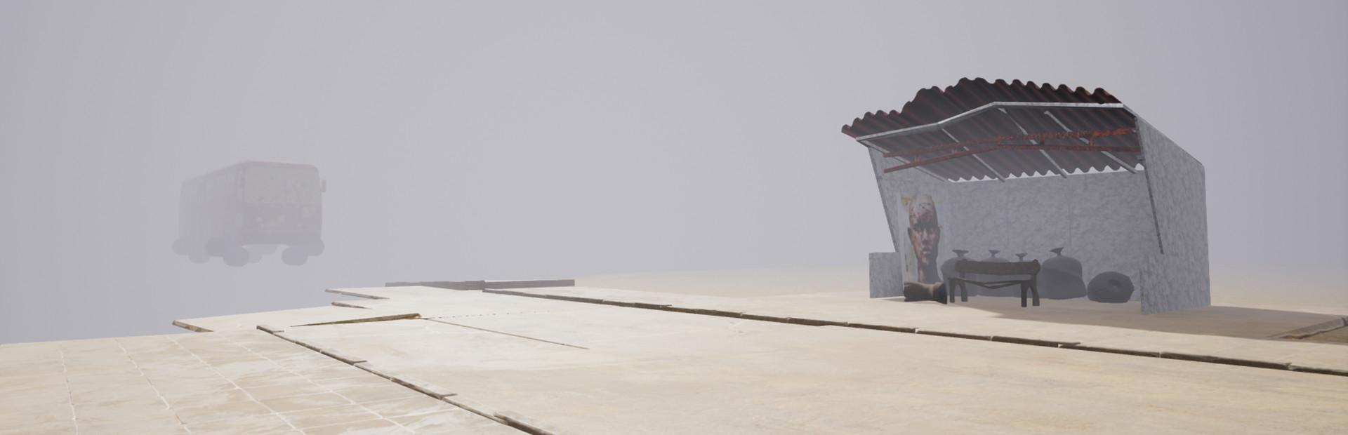 Bus stop in the fog cover image